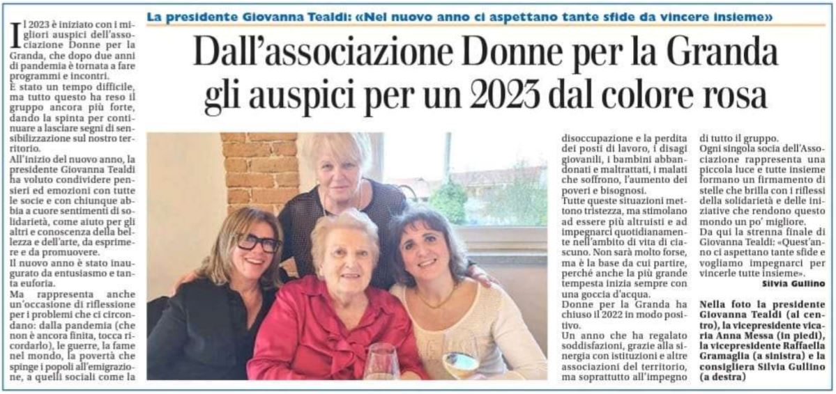 Dall’associazione Donne per la Granda gli auspici per un 2023 dal colore rosa