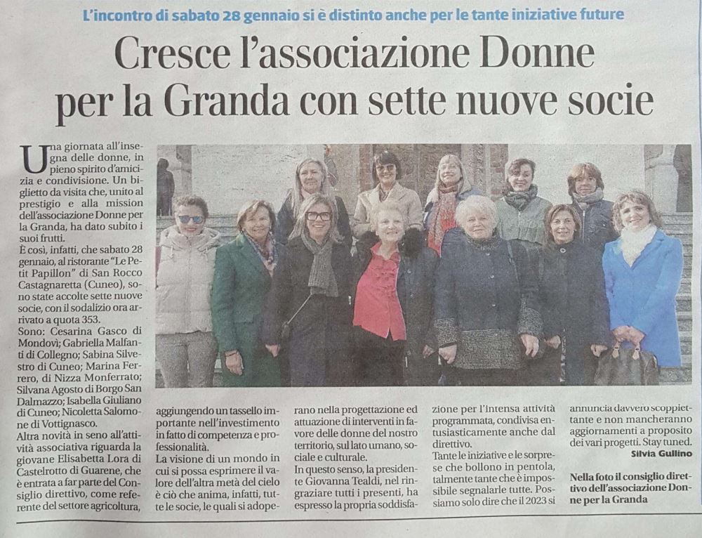 Cuneo, cresce l’associazione Donne per la Granda con sette nuove socie