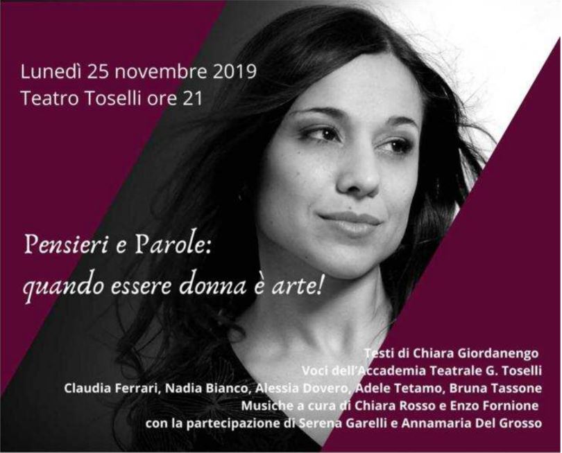 LOCANDINA “PENSIERI E PAROLE: QUANDO ESSERE DONNA E’ ARTE!” 25/11/2019