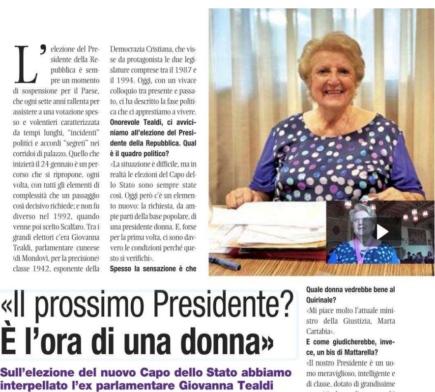 INTERVISTA ALLA PRESIDENTE TEALDI GIOVANNA – RIVISTA IDEA 13/01/2022
